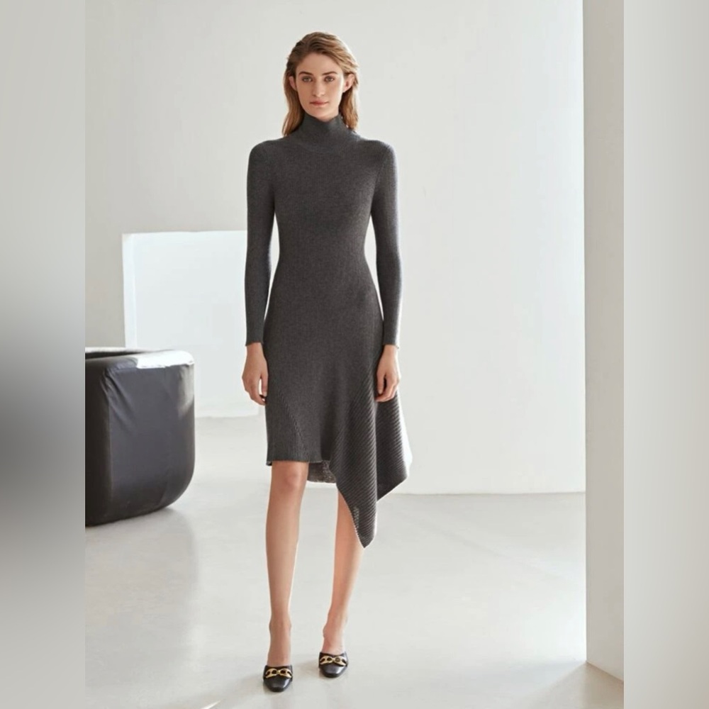 MOTF PREMIUM WOOL MIX ASYMMETRICAL SWEATER DRESS